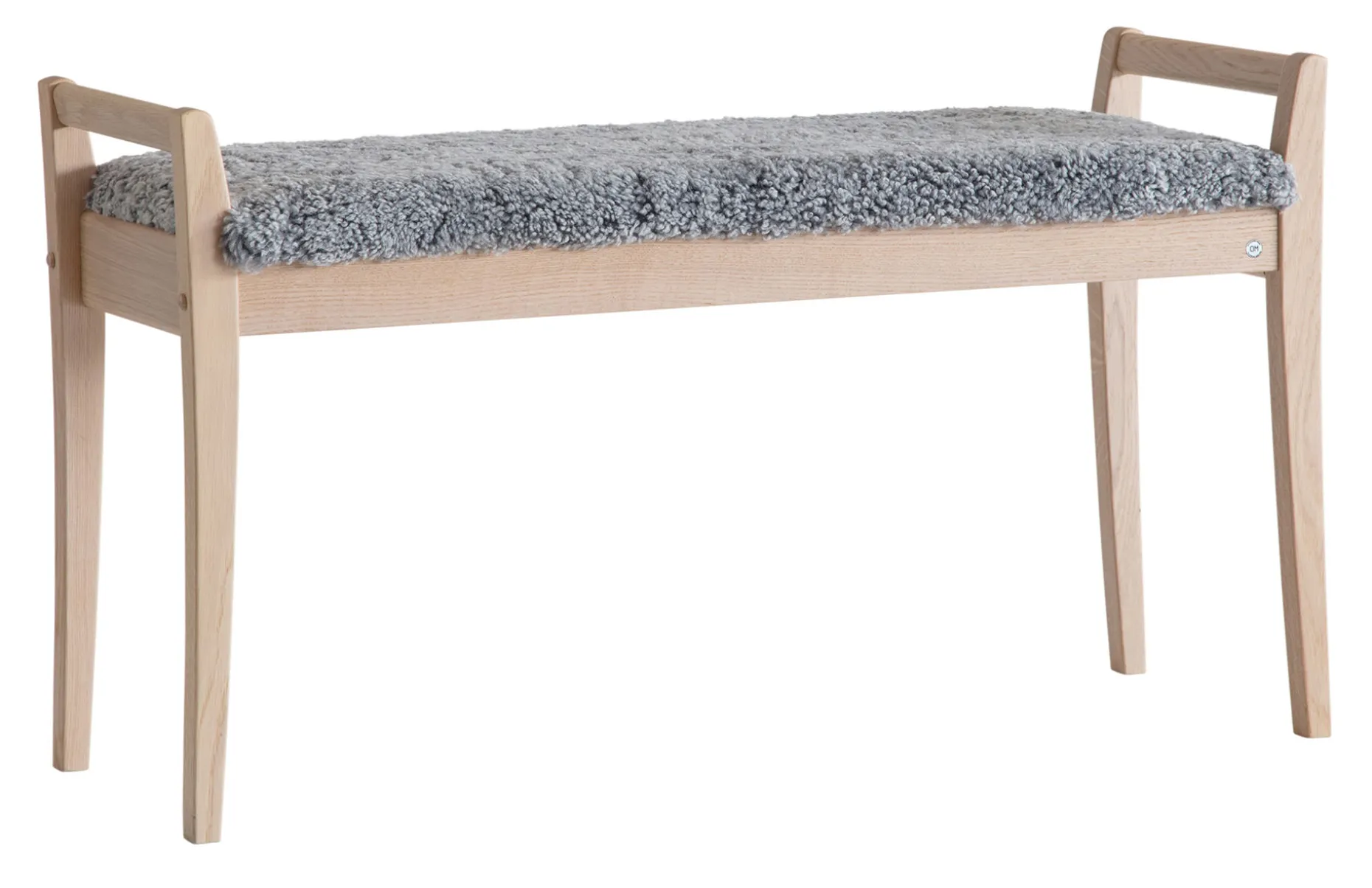 MEJA Bänk Vitoljad ek / Fårskinn Ljusgrå