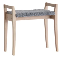 MEJA Pall Vitoljad ek / Fårskinn Ljusgrå