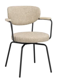 MERRICK Karmstol mörkbeige tyg/svart metall snurr