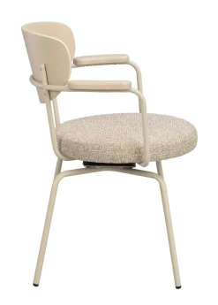 MERRICK Karmstol mörkbeige tyg/vitpigment ek/beige metall snurr
