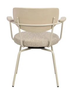 MERRICK Karmstol mörkbeige tyg/vitpigment ek/beige metall snurr