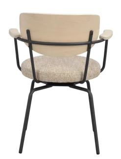 MERRICK Karmstol mörkbeige tyg/vitpigment ek/svart metall snurr