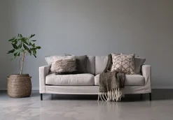 MESSINA 3-sits soffa tyg Iberia Krem 850, svarta ben