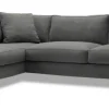 MESSINA Soffa 277cm med avslutsdivan vänster tyg Kiss 66 graphite, svarta ben