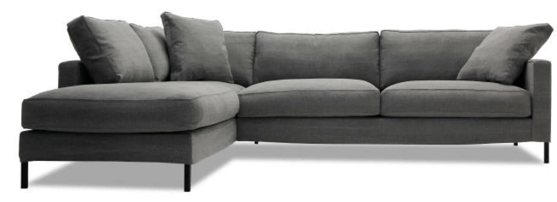 MESSINA Soffa 277cm med avslutsdivan vänster tyg Kiss 66 graphite, svarta ben