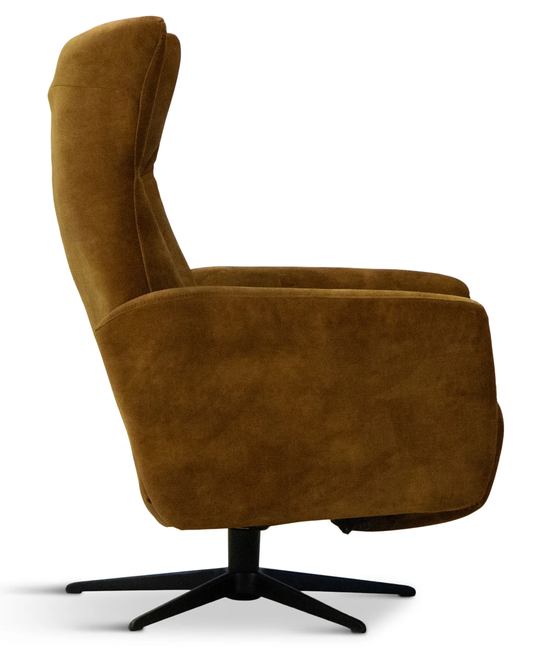 MIAMI Fåtölj med inbyggd pall manuell, tyg Adore gold, fot Elegant D2 svart