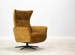 MIAMI Fåtölj med inbyggd pall manuell, tyg Adore gold, fot Elegant D2 svart