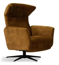 MIAMI Fåtölj med inbyggd pall manuell, tyg Adore gold, fot Elegant D2 svart