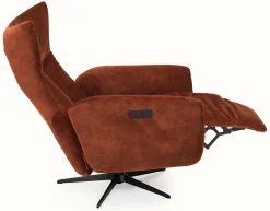 MIAMI Reclinerfåtölj m inbyggd pall elman. tyg Adore 3156 copper, fot D2 svart