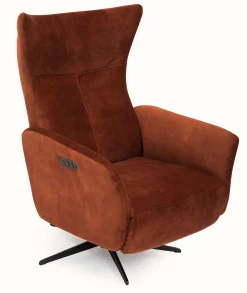 MIAMI Reclinerfåtölj m inbyggd pall elman. tyg Adore 3156 copper, fot D2 svart