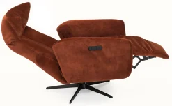 MIAMI Reclinerfåtölj m inbyggd pall elman. tyg Adore 3156 copper, fot D2 svart