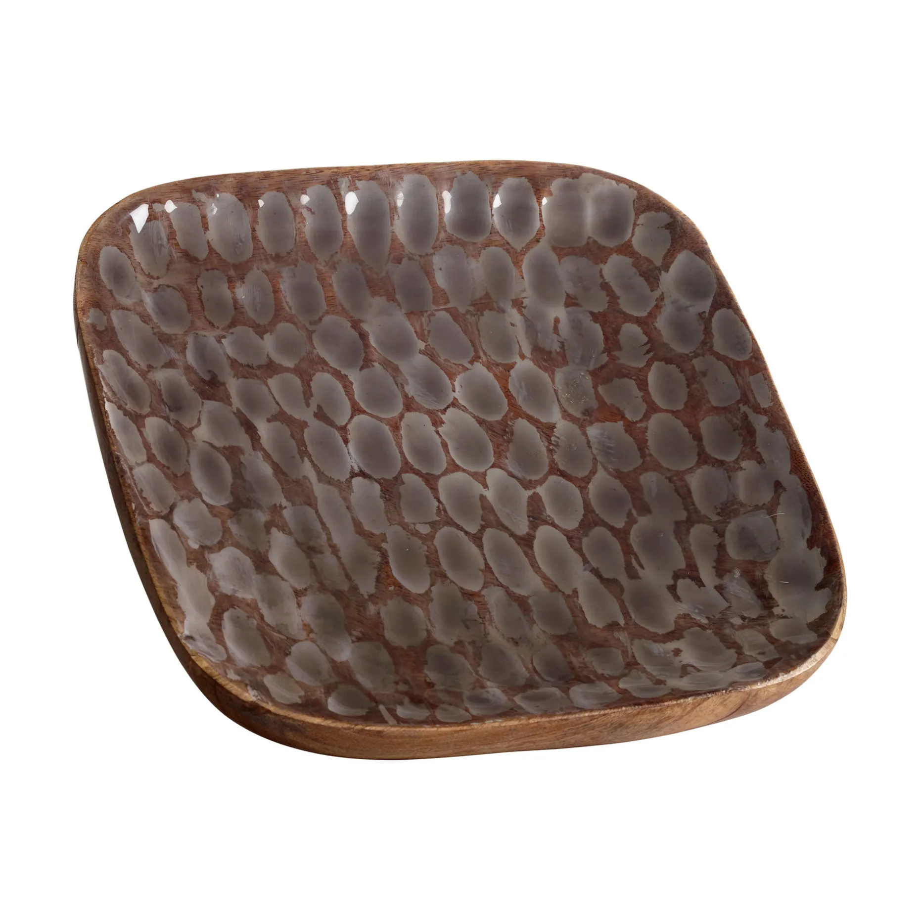 MÅNS Bricka emaljerat 25x25 h3,5cm emaljerat mangoträ