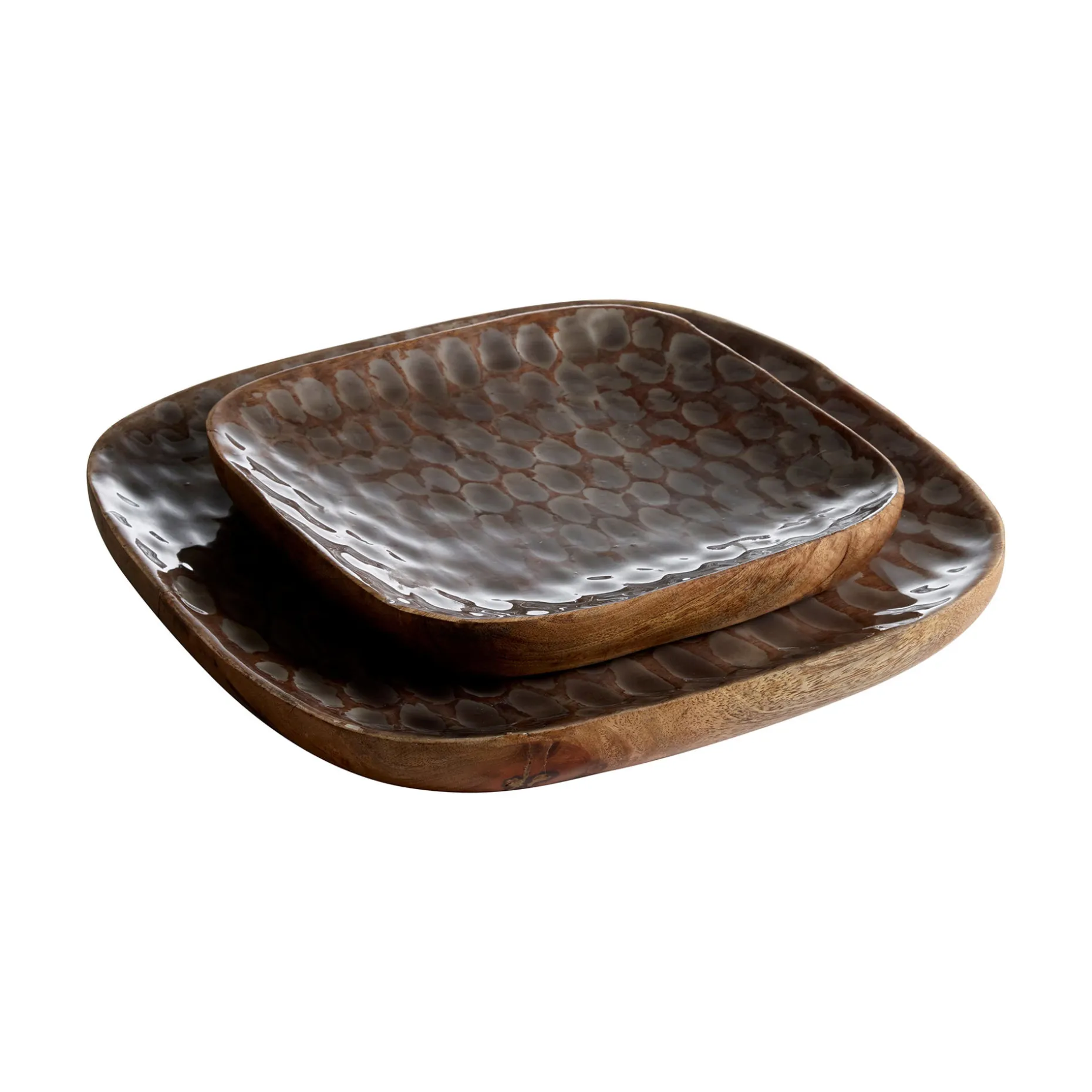 MÅNS Bricka emaljerat 25x25 h3,5cm emaljerat mangoträ