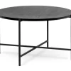 MONZA Soffbord Ø80 H 48 svartbetsad fanérad ask/svart metall