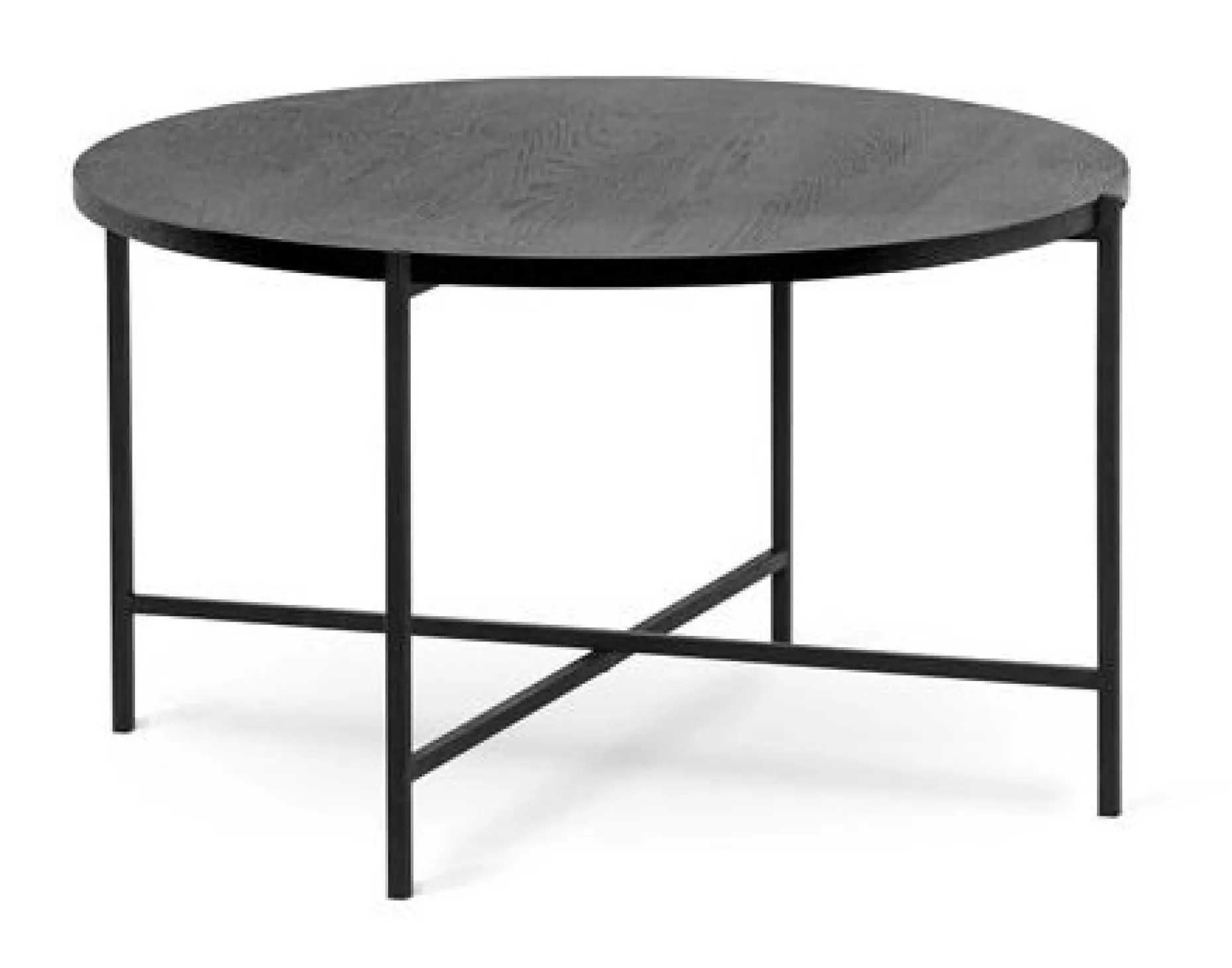 MONZA Soffbord Ø80 H 48 svartbetsad fanérad ask/svart metall