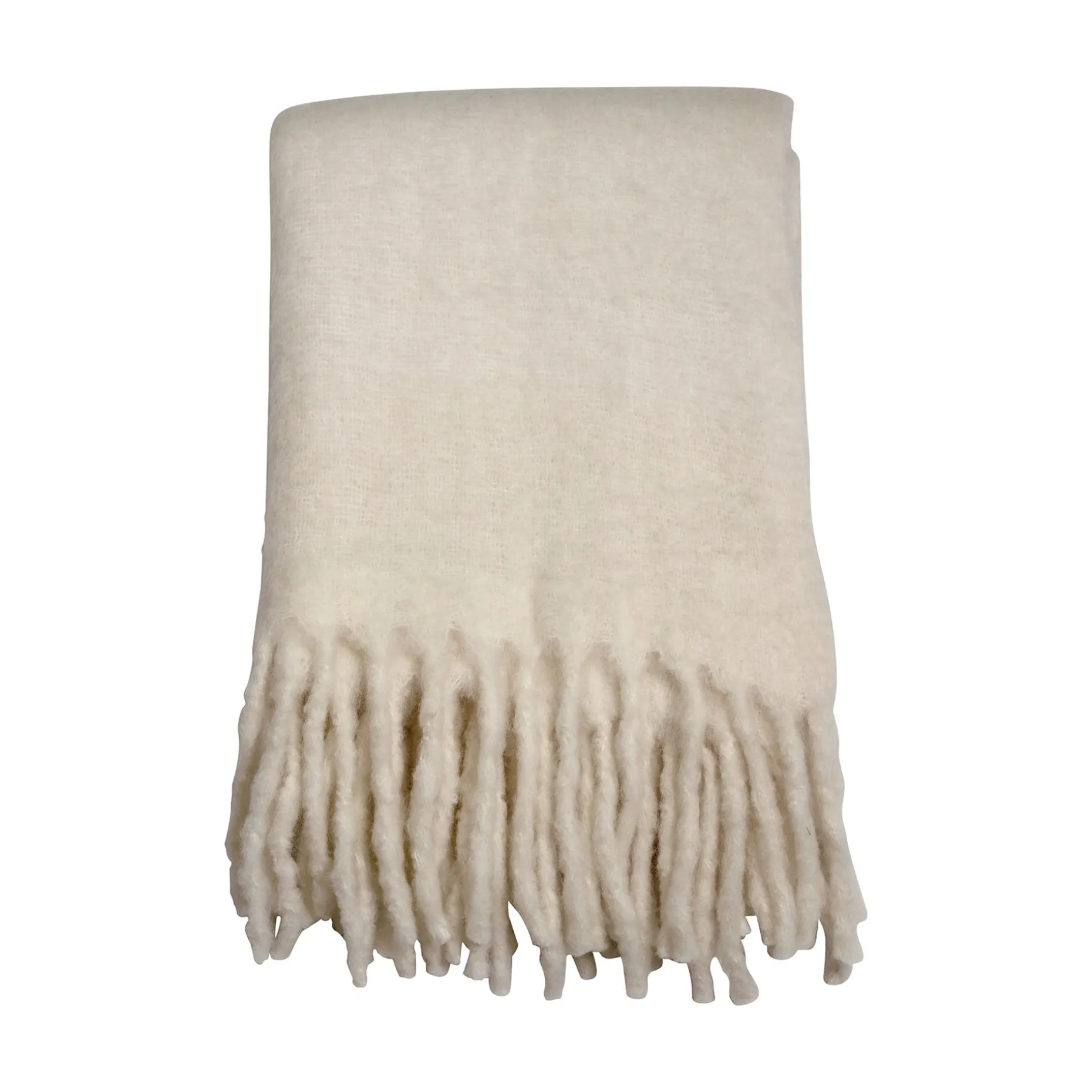 MORGAN Pläd creme 170x130cm 59% Ull, 26% Akryl, 15% nylon kemtvätt