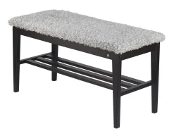 NADJA Bänk Svartbetsad ek / Fårskinnslook ljusgrå