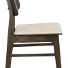 NAGANO Stol brunlackad massiv ek plywood ekfanér tyg beige