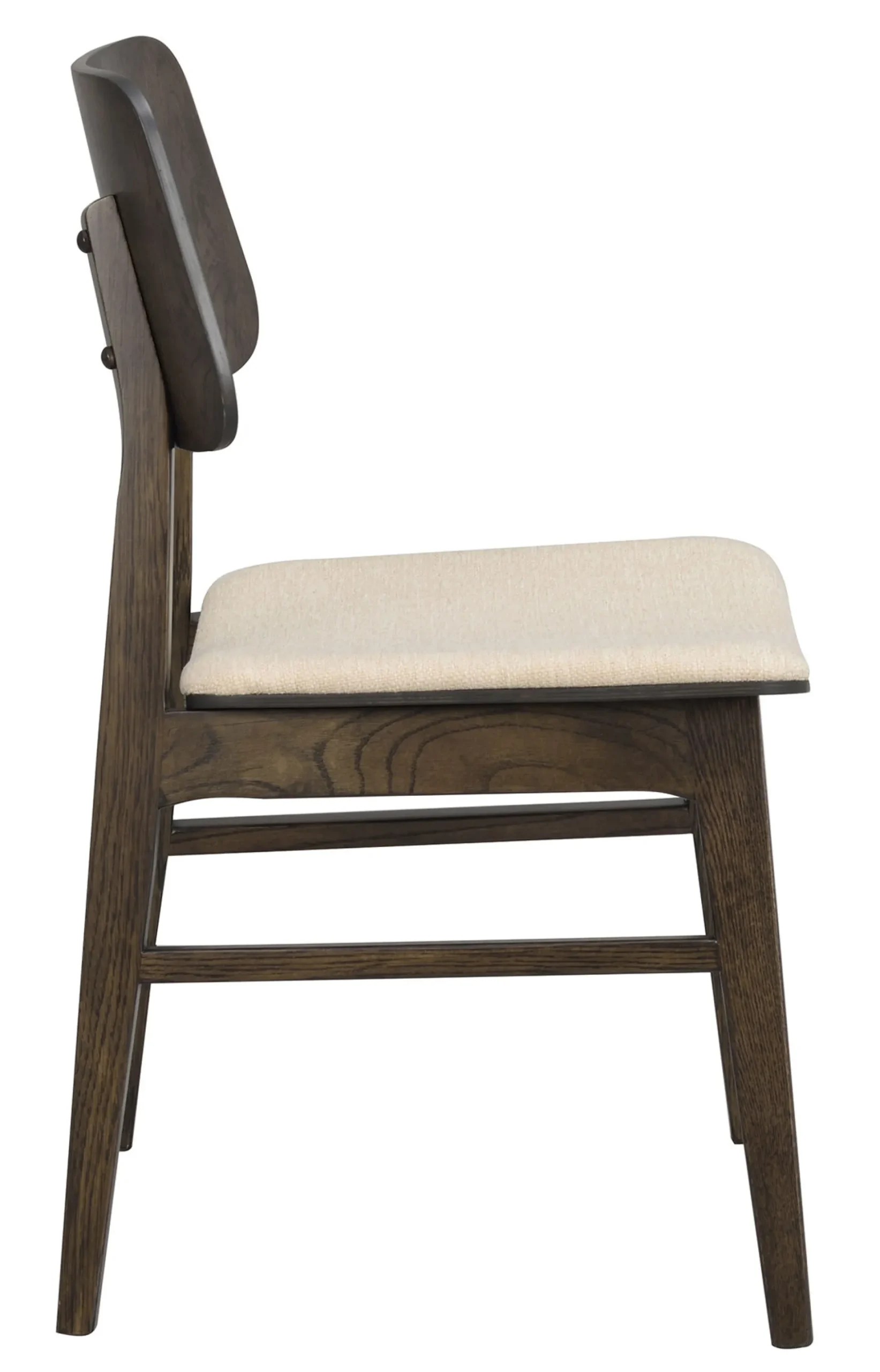 NAGANO Stol brunlackad massiv ek plywood ekfanér tyg beige