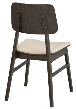 NAGANO Stol brunlackad massiv ek plywood ekfanér tyg beige