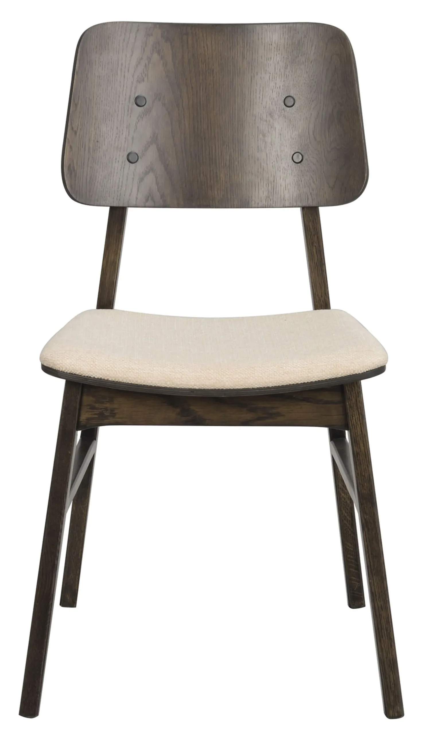NAGANO Stol brunlackad massiv ek plywood ekfanér tyg beige