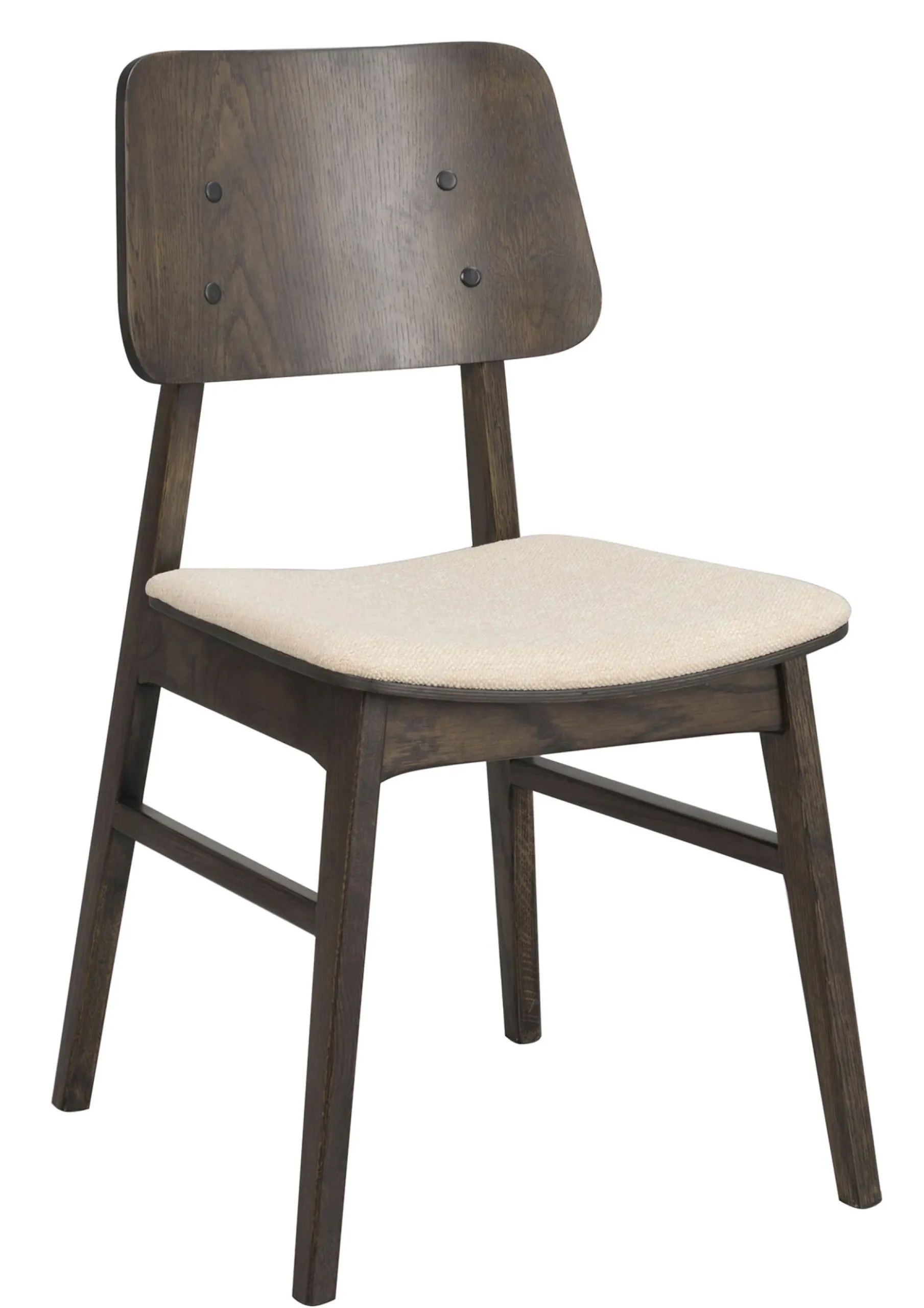 NAGANO Stol brunlackad massiv ek plywood ekfanér tyg beige