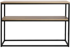 NARANO Konsollbord vitpigm.lackad ekfaner/svartlackad metall 120x30 H81