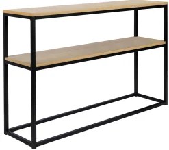 NARANO Konsollbord vitpigm.lackad ekfaner/svartlackad metall 120x30 H81