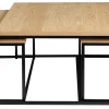 NARANO Soffbord 3-dels rekt vitpigm.lackad ekfaner/svartlackad metall 90x90 H42 + 2 st 85x44 H37