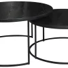 NARANO Soffbord 2-dels runt svartlackad askfaner/metall Ø85 H45/Ø70 H36