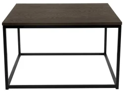 NARANO Soffbord 80x80 H48 mörkbrun ekfaner/svartlackad metall