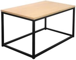 NARANO Soffbord 87x47 H44 vitpigm.lackad ekfaner/svartlackad metall