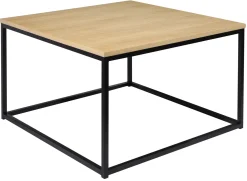 NARANO Soffbord 80x80 H48 vitpigm.lackad ekfaner/svartlackad metall