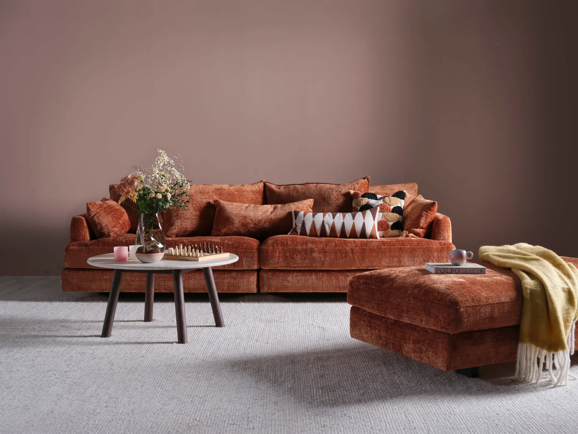 OLBIA 4-sits soffa 284cm tyg Urban 3452 copper