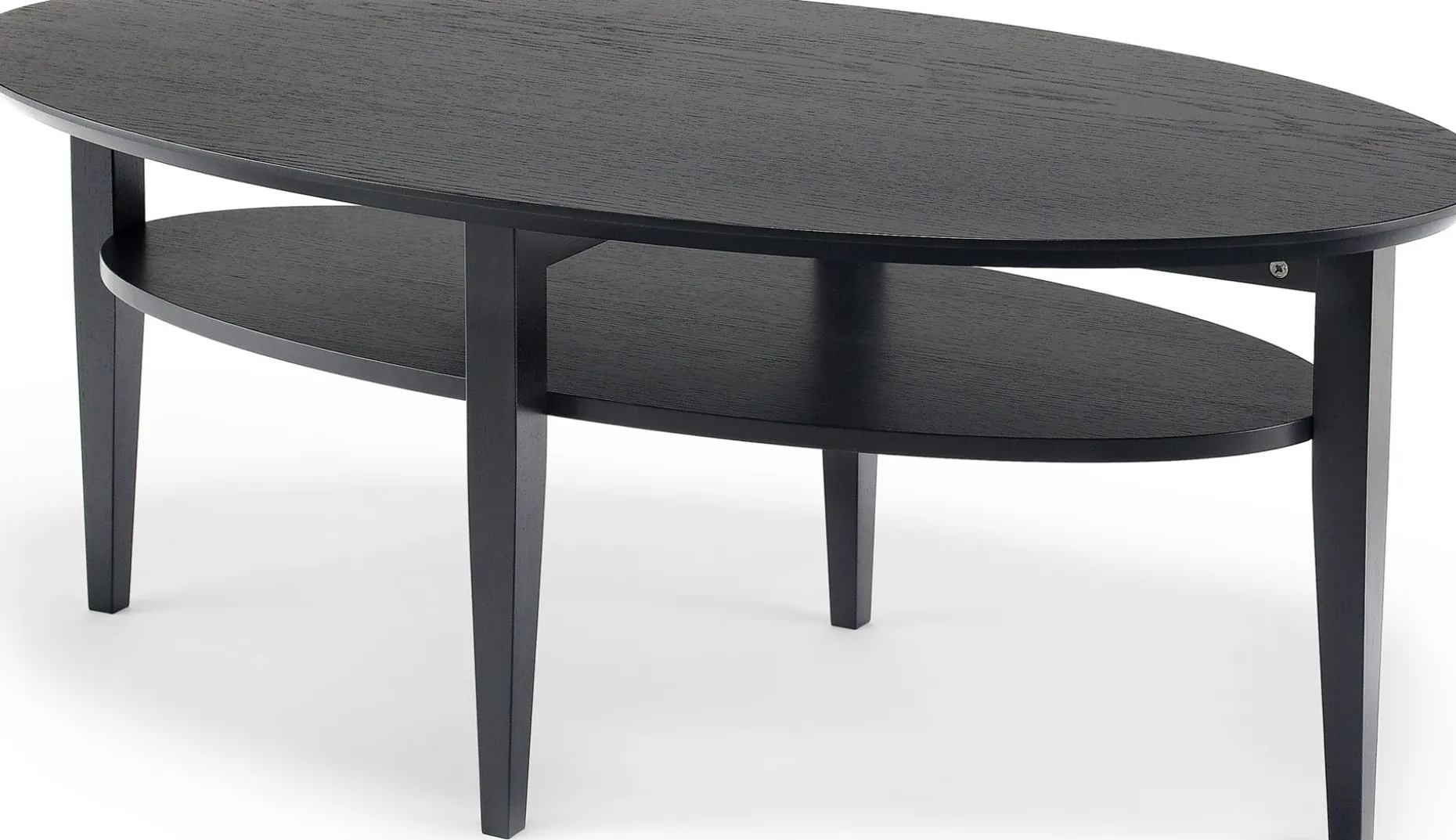 OPTIMAL Soffbord ellips 130x70 H52cm svartbetsad lackad massiv/fanérad ek