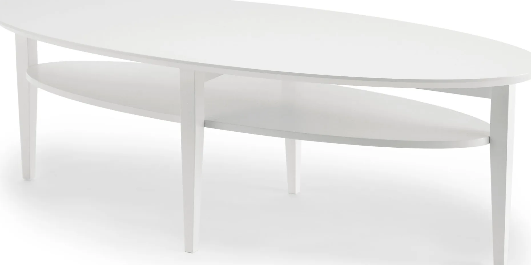 OPTIMAL Soffbord ellips 160x70 H52cm vitbetsad lackad massiv/fanérad ek