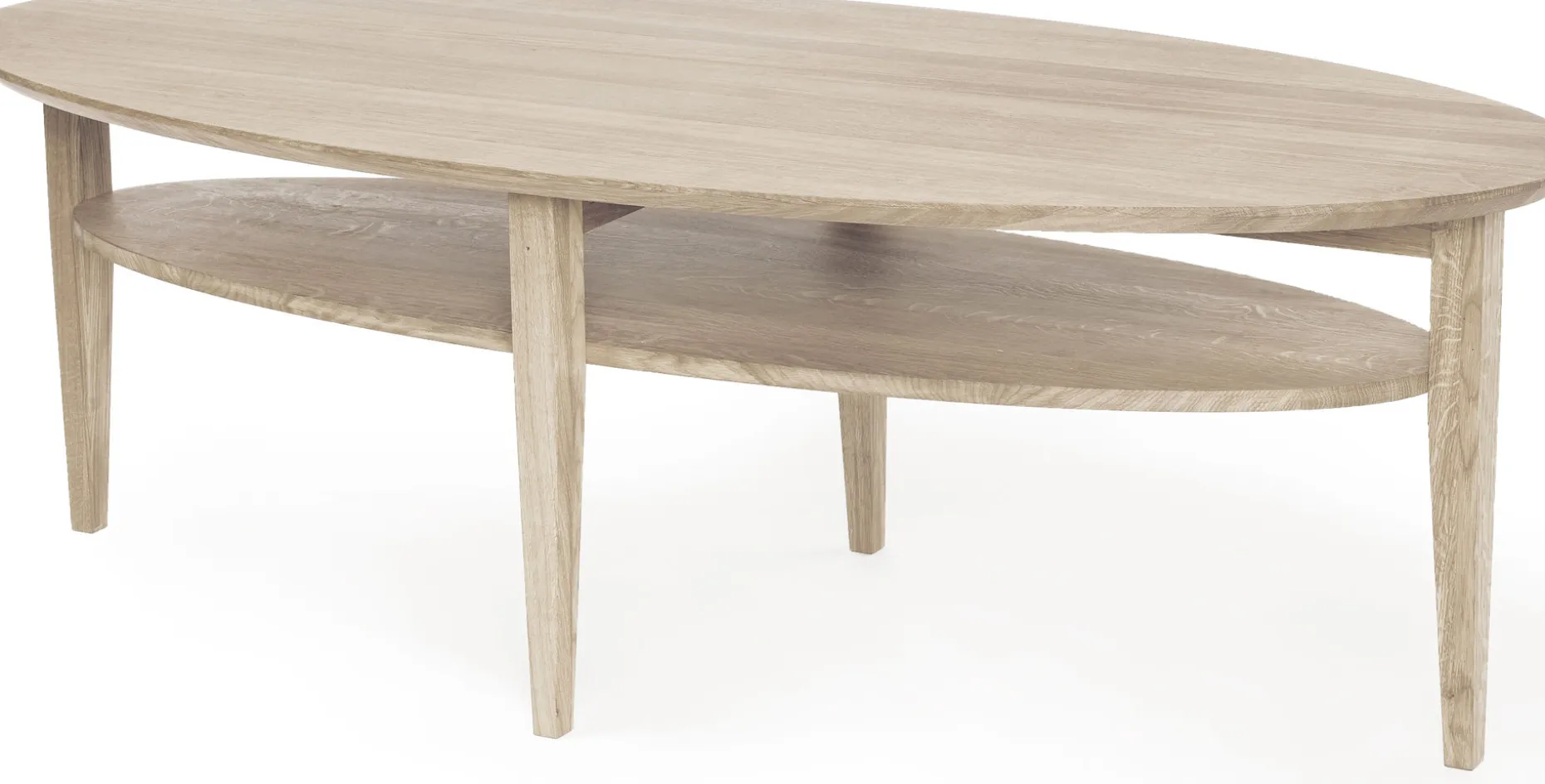 OPTIMAL Soffbord ellips 160x70 H52cm vitoljad massiv ek