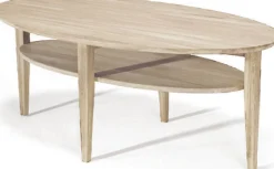 OPTIMAL Soffbord ellips 130x70 H52cm vitoljad massiv ek