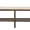 ORWEL Avlastningsbord 140xH45 beige travertin/brun ek