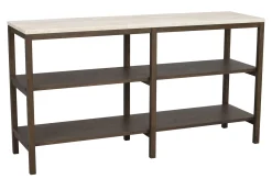 ORWEL Avlastningsbord 140xH75 beige travertin/brun ek