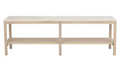 ORWEL Avlastningsbord 140xH45 beige travertin/vitpigmenterad ek