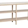 ORWEL Avlastningsbord 140xH75 beige travertin/vitpigmenterad ek