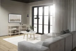 ORWEL Avlastningsbord 140xH75 beige travertin/vitpigmenterad ek