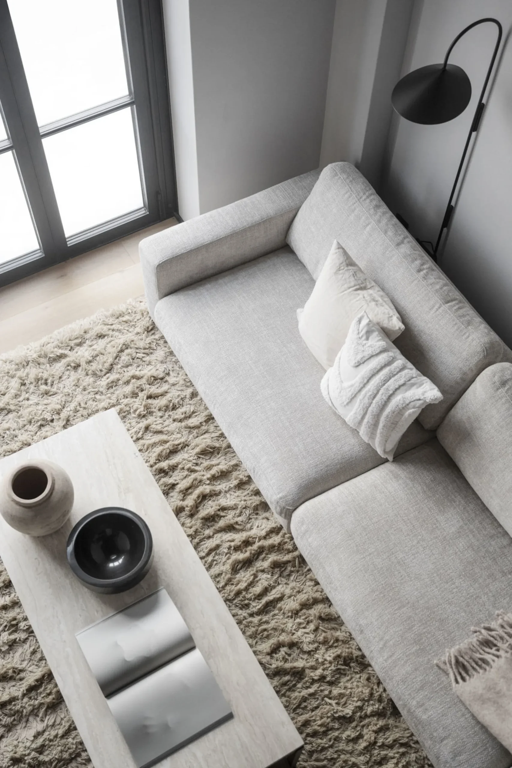 ORWEL Soffbord 140xH60 beige travertin/brun ek