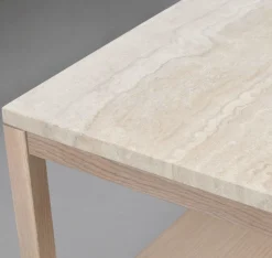 ORWEL Soffbord 140xH60 beige travertin/vitpigmenterad ek