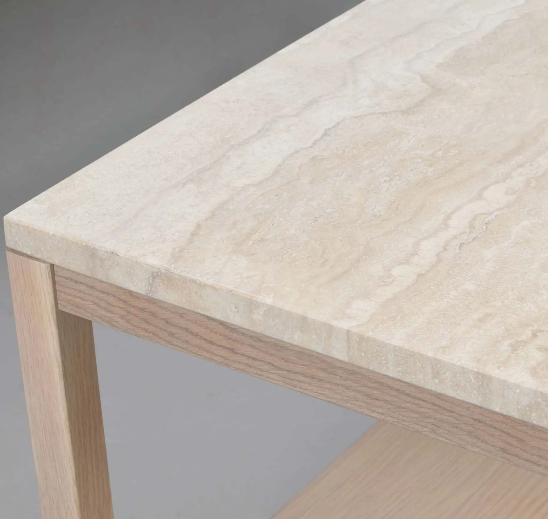 ORWEL Soffbord 140xH60 beige travertin/vitpigmenterad ek