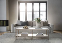ORWEL Soffbord 140xH60 beige travertin/vitpigmenterad ek