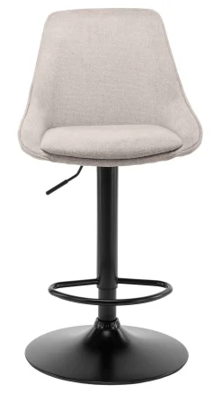 PARTIDA Barstol m trumpetfot & gaslift, tyg Belfast 23 light beige/svart metall, SH63,5-84cm