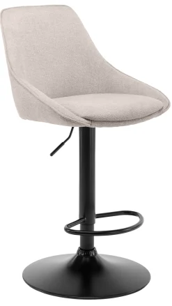 PARTIDA Barstol m trumpetfot & gaslift, tyg Belfast 23 light beige/svart metall, SH63,5-84cm