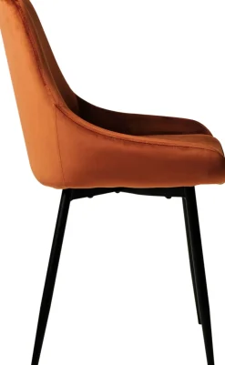 PARTIDA Matstol FAST, tyg Velour terracotta/svart metall